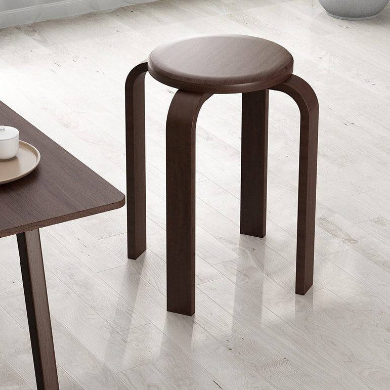 Contemporary Simplicity Round Rubberwood Dining Chair Backless Armless For Dining Room