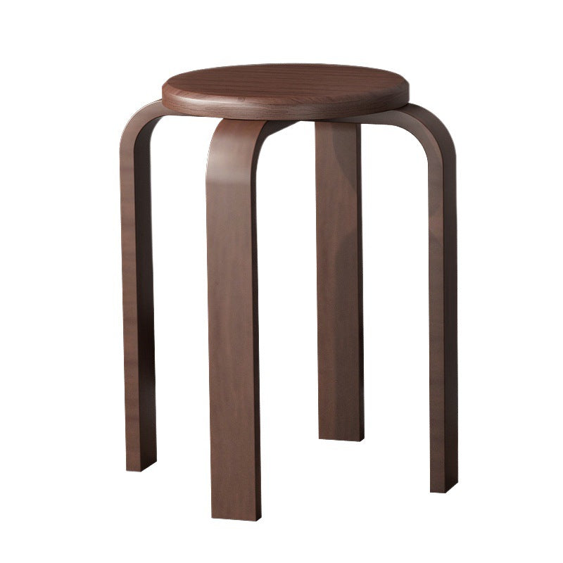 Contemporary Simplicity Round Rubberwood Dining Chair Backless Armless For Dining Room