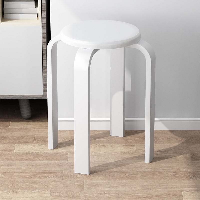 Contemporary Simplicity Round Rubberwood Dining Chair Backless Armless For Dining Room