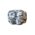 Contemporary Retro Flower Cube Cotton Linen Faux Oil-waxed Leather Pine Wheels Footstool Backless Armless For Living Room