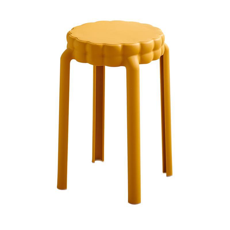Contemporary Nordic Flower-Shaped Plastic Stool Backless Armless For Living Room
