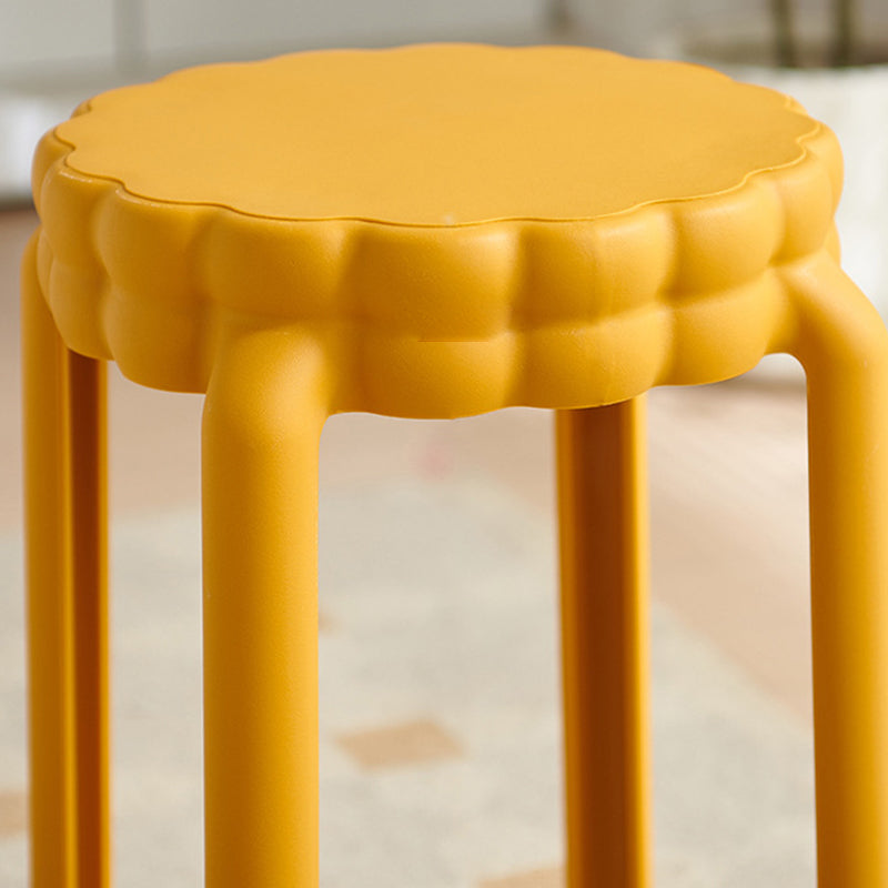 Contemporary Nordic Flower-Shaped Plastic Stool Backless Armless For Living Room