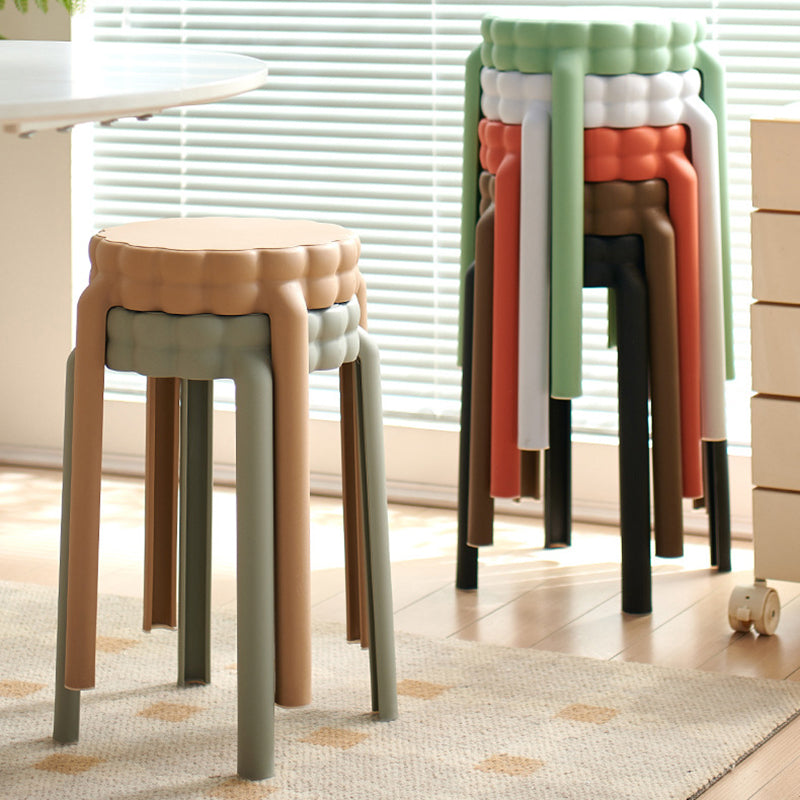 Contemporary Nordic Flower-Shaped Plastic Stool Backless Armless For Living Room