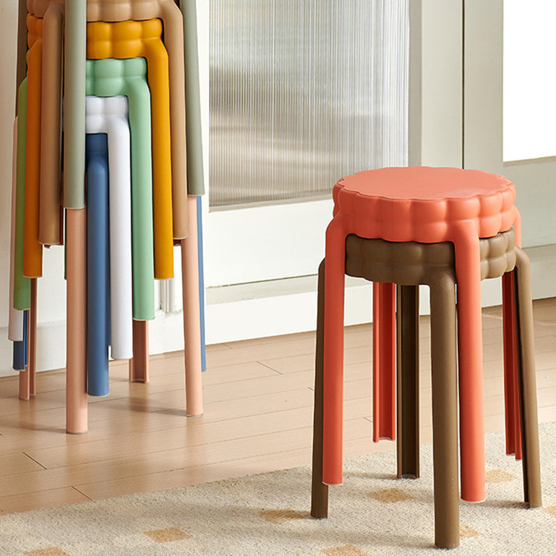 Contemporary Nordic Flower-Shaped Plastic Stool Backless Armless For Living Room