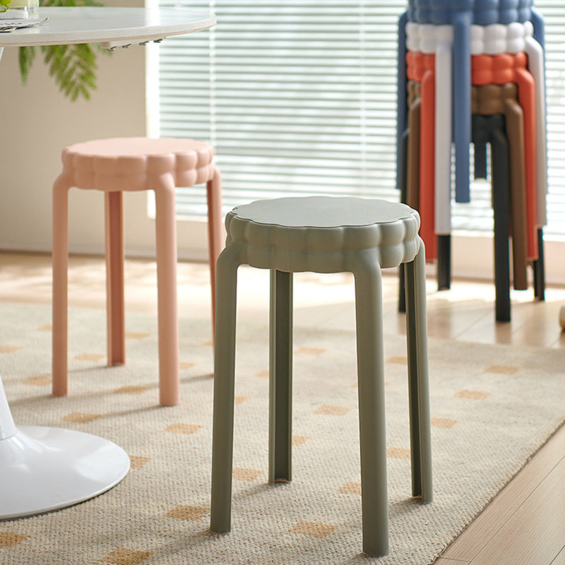 Contemporary Nordic Flower-Shaped Plastic Stool Backless Armless For Living Room