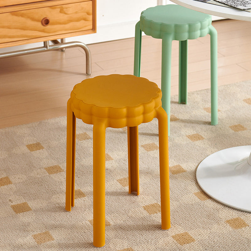 Contemporary Nordic Flower-Shaped Plastic Stool Backless Armless For Living Room