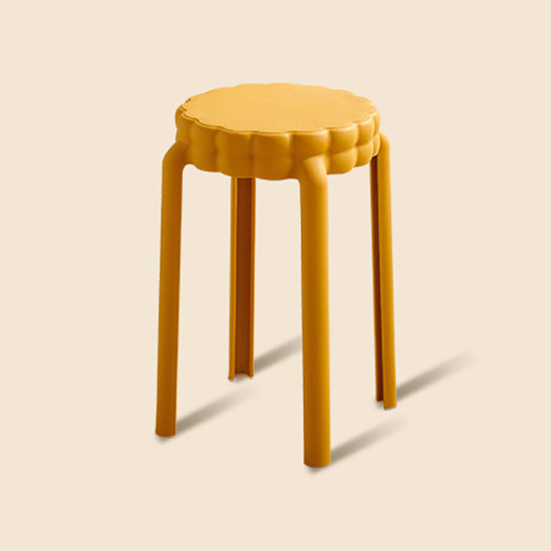 Contemporary Nordic Flower-Shaped Plastic Stool Backless Armless For Living Room