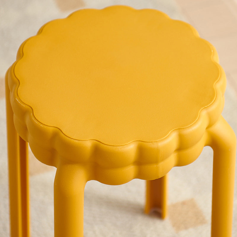 Contemporary Nordic Flower-Shaped Plastic Stool Backless Armless For Living Room