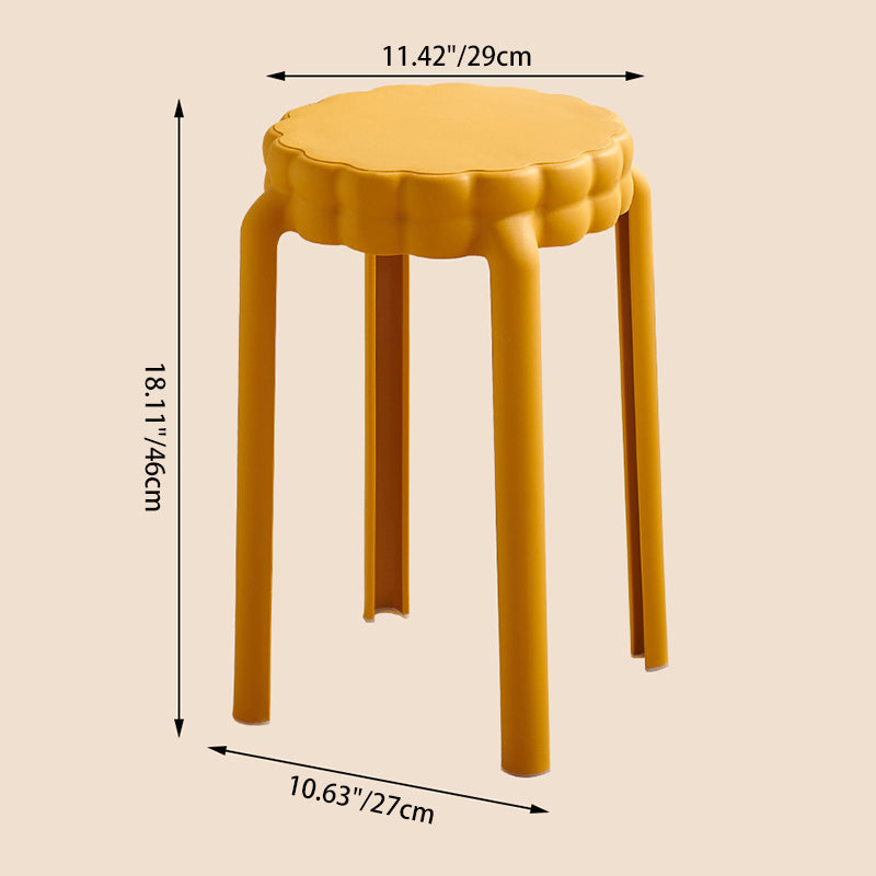 Contemporary Nordic Flower-Shaped Plastic Stool Backless Armless For Living Room