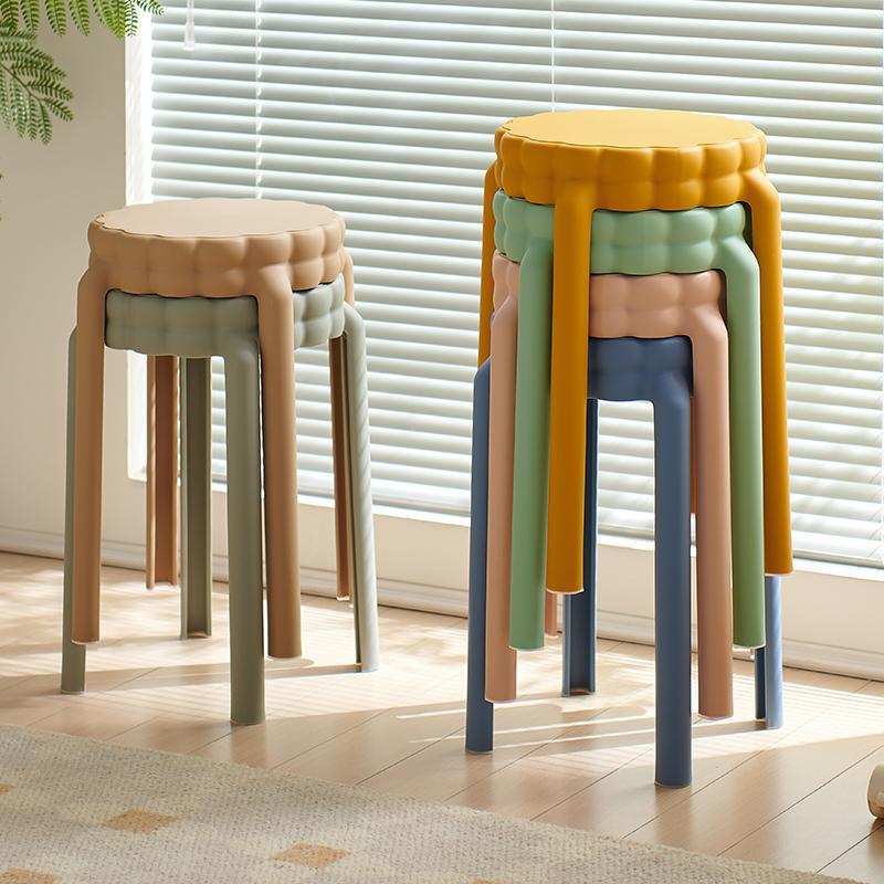 Contemporary Nordic Flower-Shaped Plastic Stool Backless Armless For Living Room