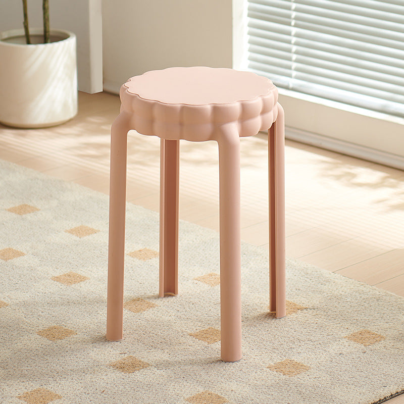 Contemporary Nordic Flower-Shaped Plastic Stool Backless Armless For Living Room