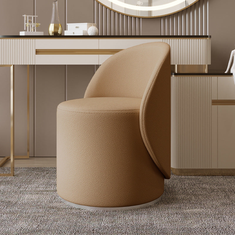 Contemporary Cylindrical Leather Vanity Stool