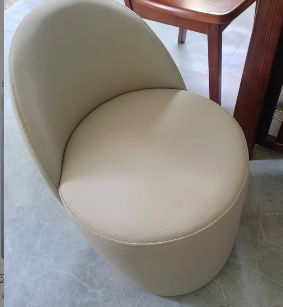 Contemporary Cylindrical Leather Vanity Stool