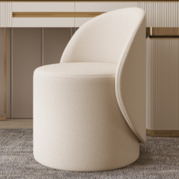 Contemporary Cylindrical Leather Vanity Stool