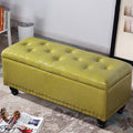Contemporary Nordic Blockboard Faux Oil Wax Leather Upholstered Rectangular Storage Bench For Living Room