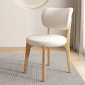 Contemporary Scandinavian Round Curve Oak Faux Leather Dining Chair Backrest For Dining Room