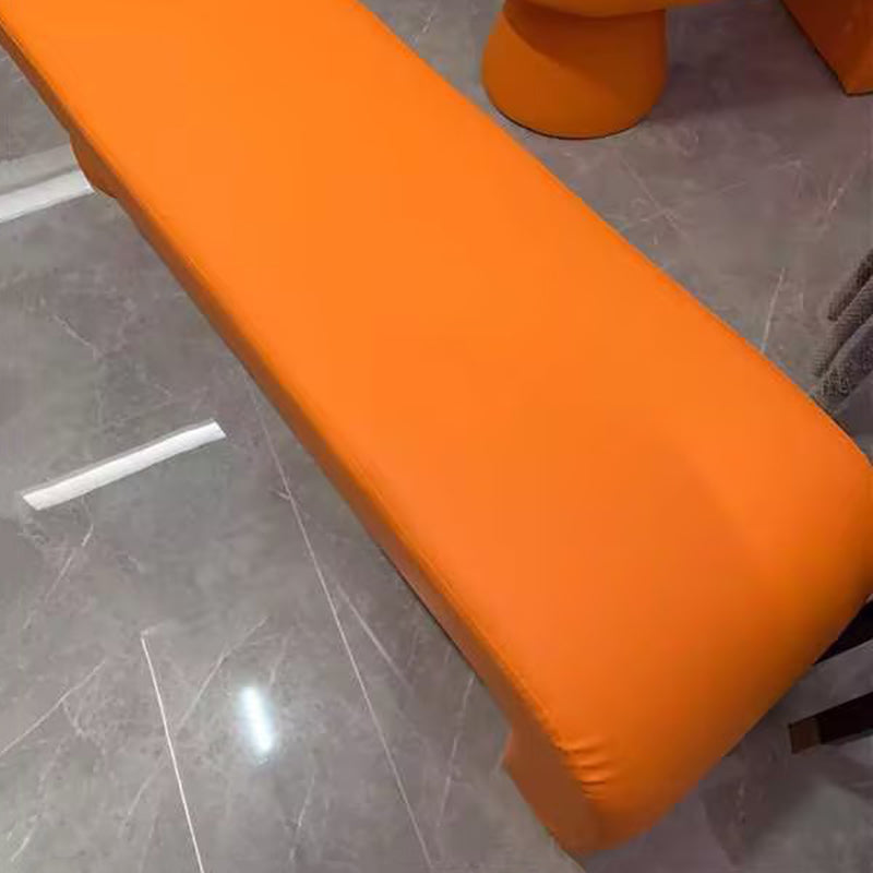 Contemporary Luxury Strip Solid Wood Plywood PU Leather Sponge Bench Armless Backless For Living Room