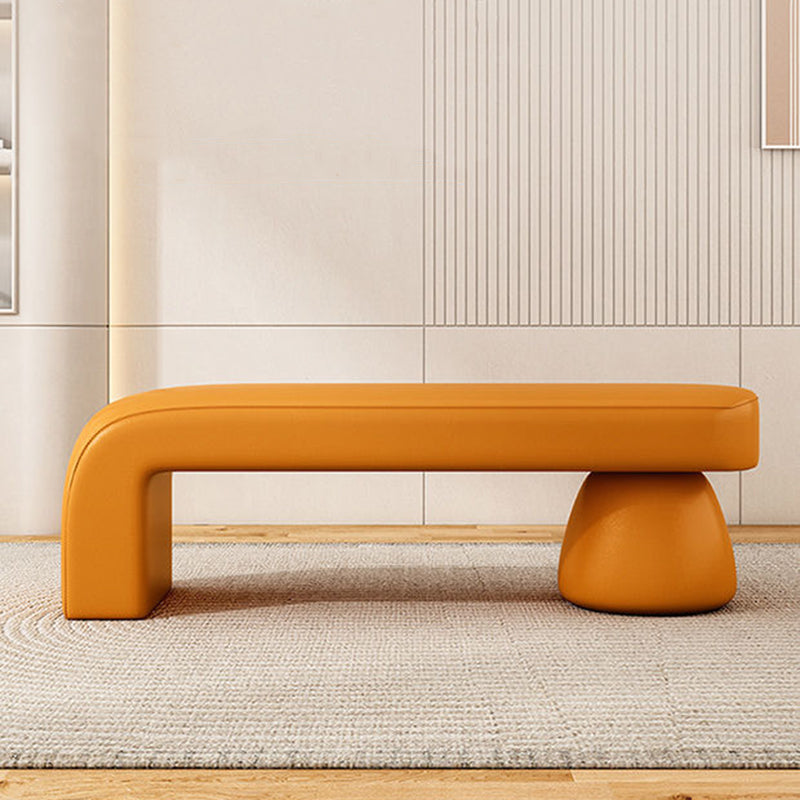 Contemporary Luxury Strip Solid Wood Plywood PU Leather Sponge Bench Armless Backless For Living Room