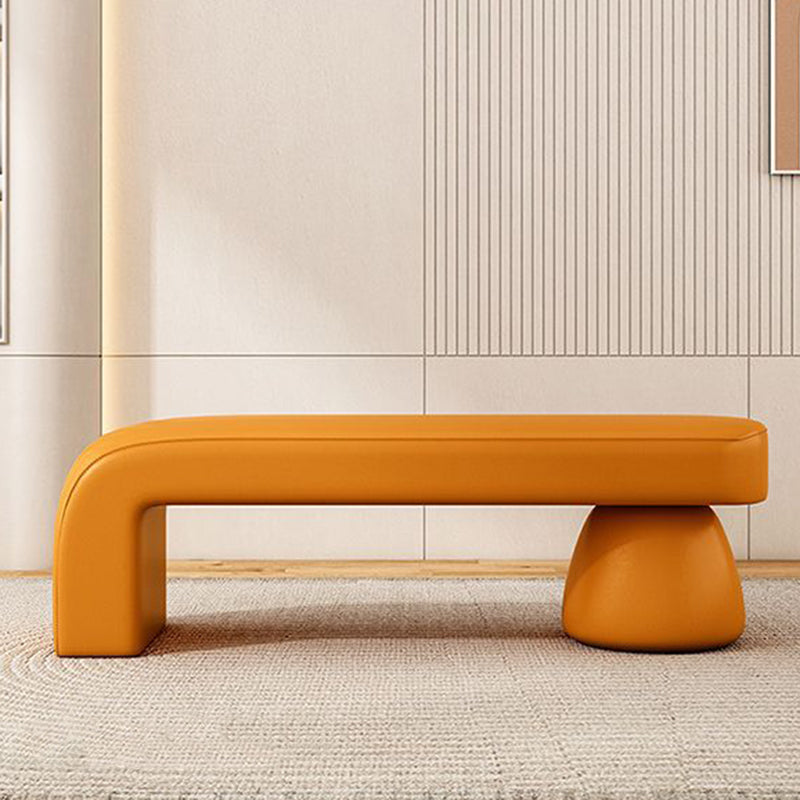 Contemporary Luxury Strip Solid Wood Plywood PU Leather Sponge Bench Armless Backless For Living Room