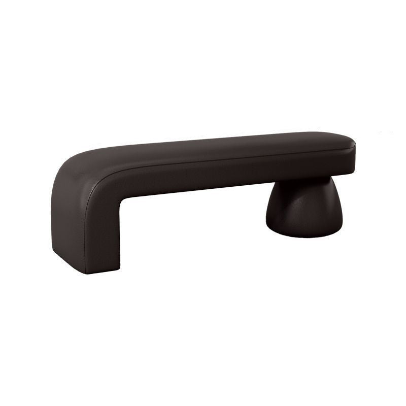 Contemporary Luxury Strip Solid Wood Plywood PU Leather Sponge Bench Armless Backless For Living Room