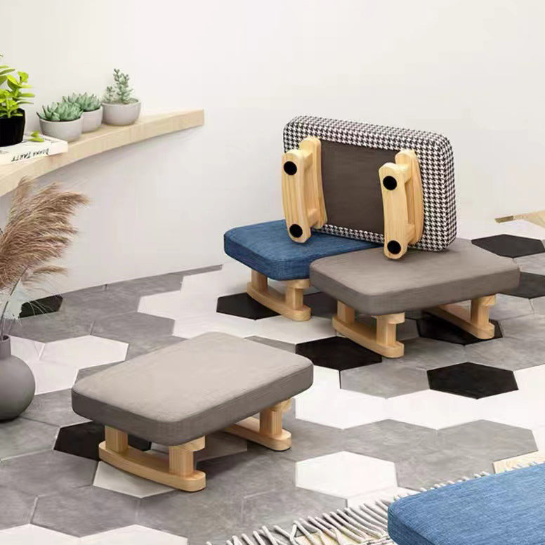 Contemporary Scandinavian Plywood Cotton Linen Sponge Rectangular Low Stool For Entryway
