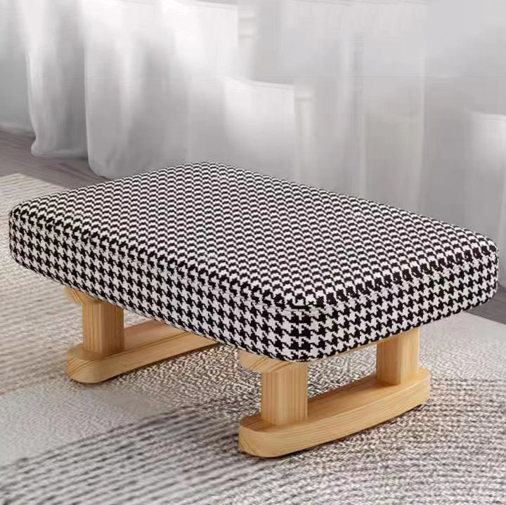 Contemporary Scandinavian Plywood Cotton Linen Sponge Rectangular Low Stool For Entryway