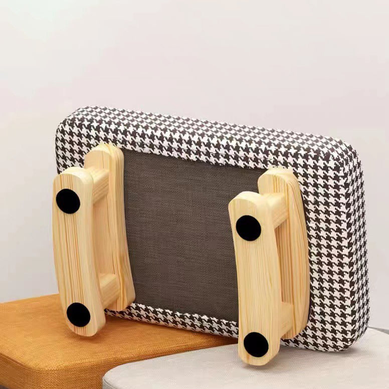 Contemporary Scandinavian Plywood Cotton Linen Sponge Rectangular Low Stool For Entryway