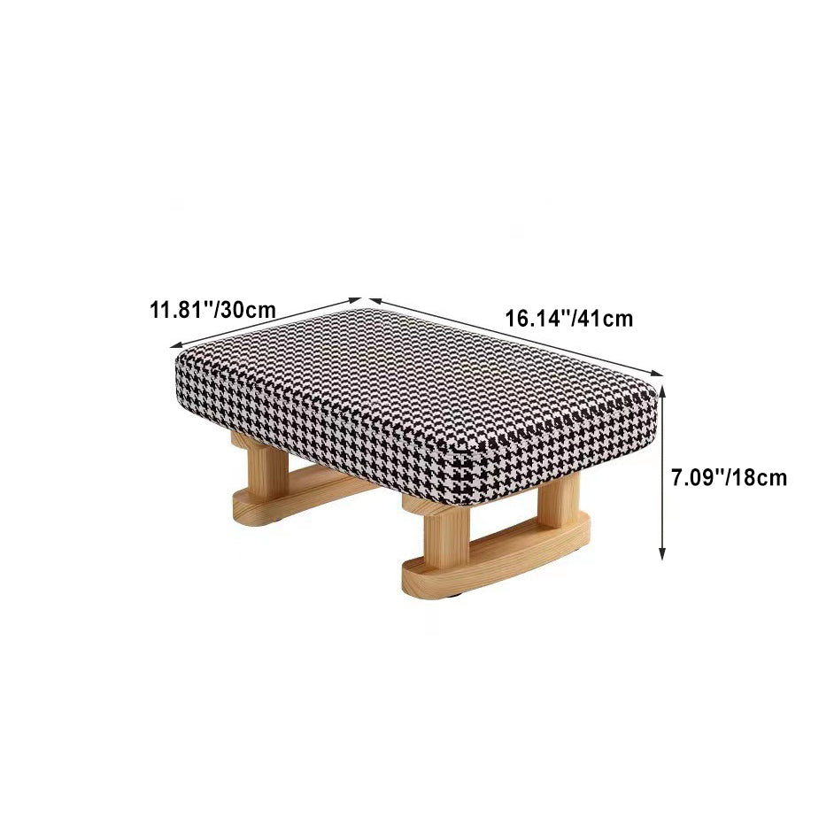 Contemporary Scandinavian Plywood Cotton Linen Sponge Rectangular Low Stool For Entryway