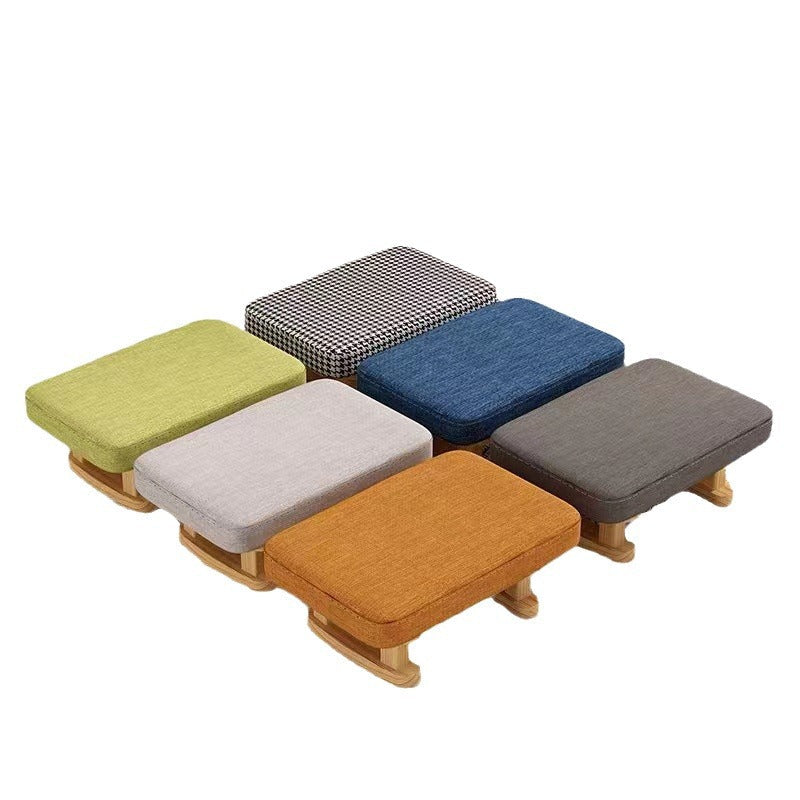 Contemporary Scandinavian Plywood Cotton Linen Sponge Rectangular Low Stool For Entryway