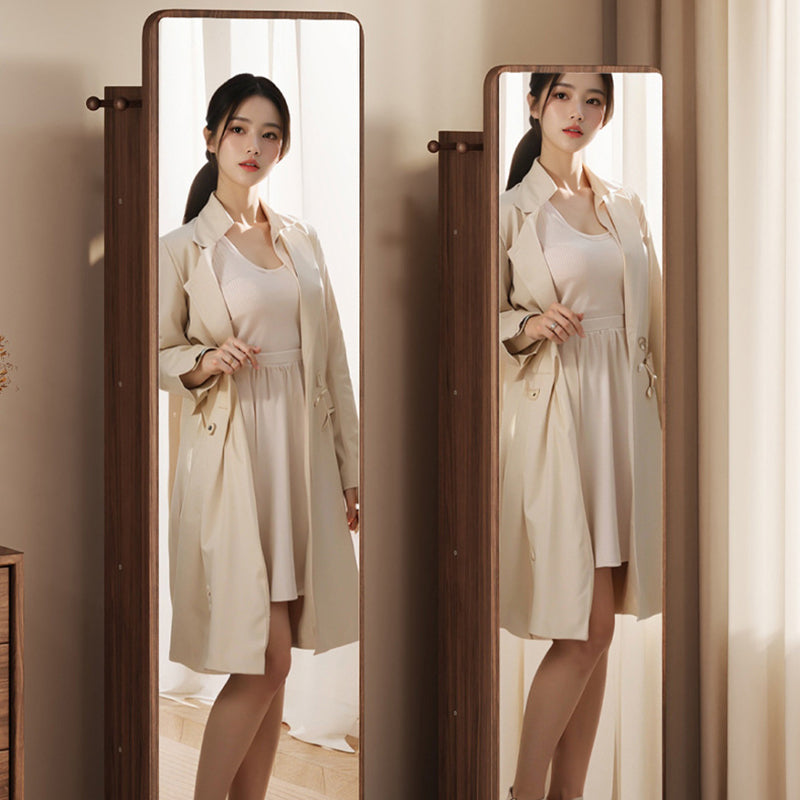 Modern Minimalist Rectangular MDF Glass Rotatable Mirror Storage Cabinet 5-Storage Compartments For Living Room & Bedroom