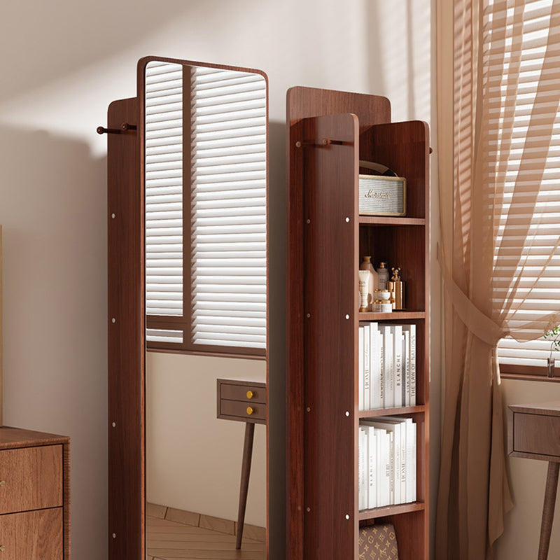 Modern Minimalist Rectangular MDF Glass Rotatable Mirror Storage Cabinet 5-Storage Compartments For Living Room & Bedroom