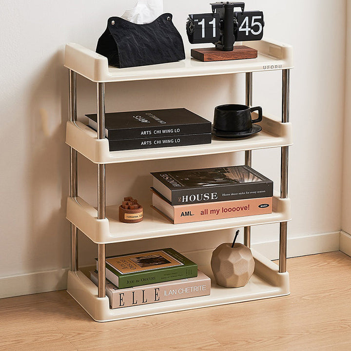 Contemporary Rectangular Stainless Steel Storage Shelf