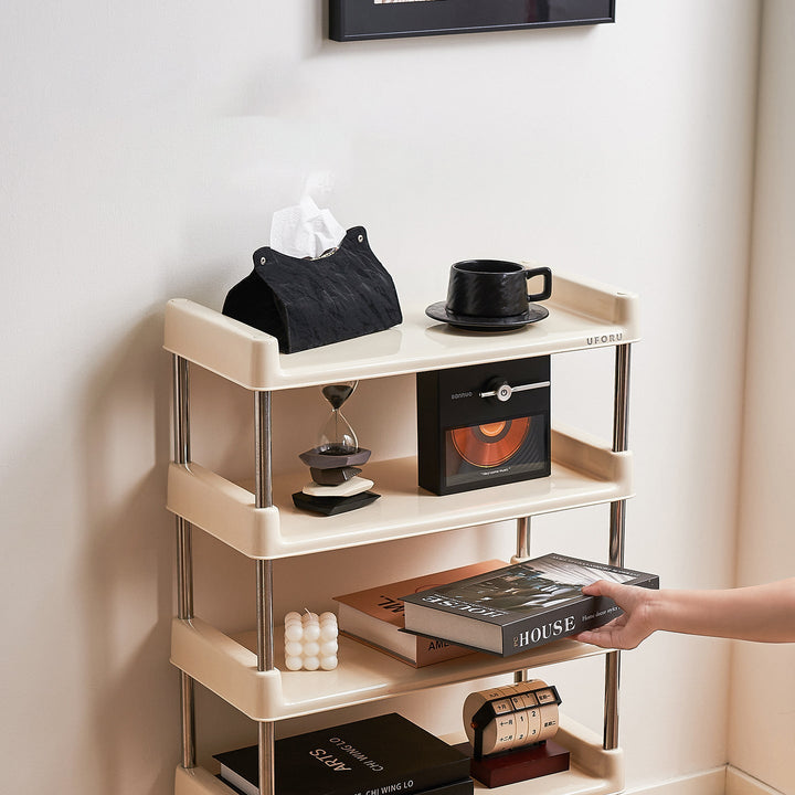 Contemporary Rectangular Stainless Steel Storage Shelf