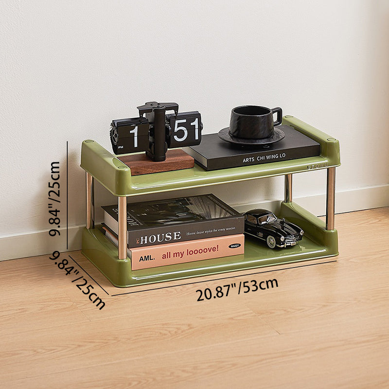 Contemporary Industrial Rectangular PP Plastic Stainless Steel Multi-Layer Storage Shelf 2/3/4/5-Tier For Living Room