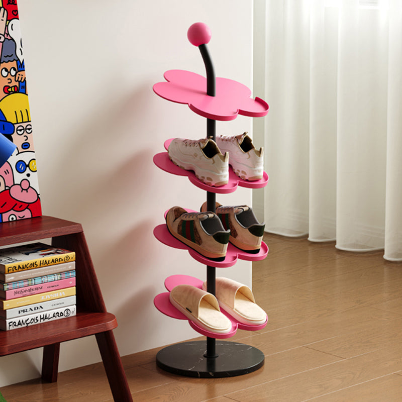 Modern Art Deco Carbon Steel Marble Floral Shoe Storage Rack 4/6-Tier For Entryway & Hallway