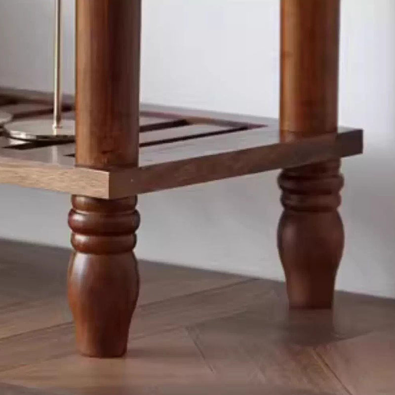 Modern Mid-Century Wavy-Edge Rectangular Solid Wood Console Table 2/3-Drawer For Entryway & Hallway
