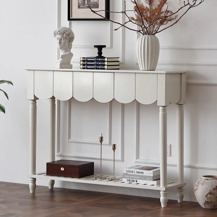 Mid-Century Rectangular Solid Wood Console Table