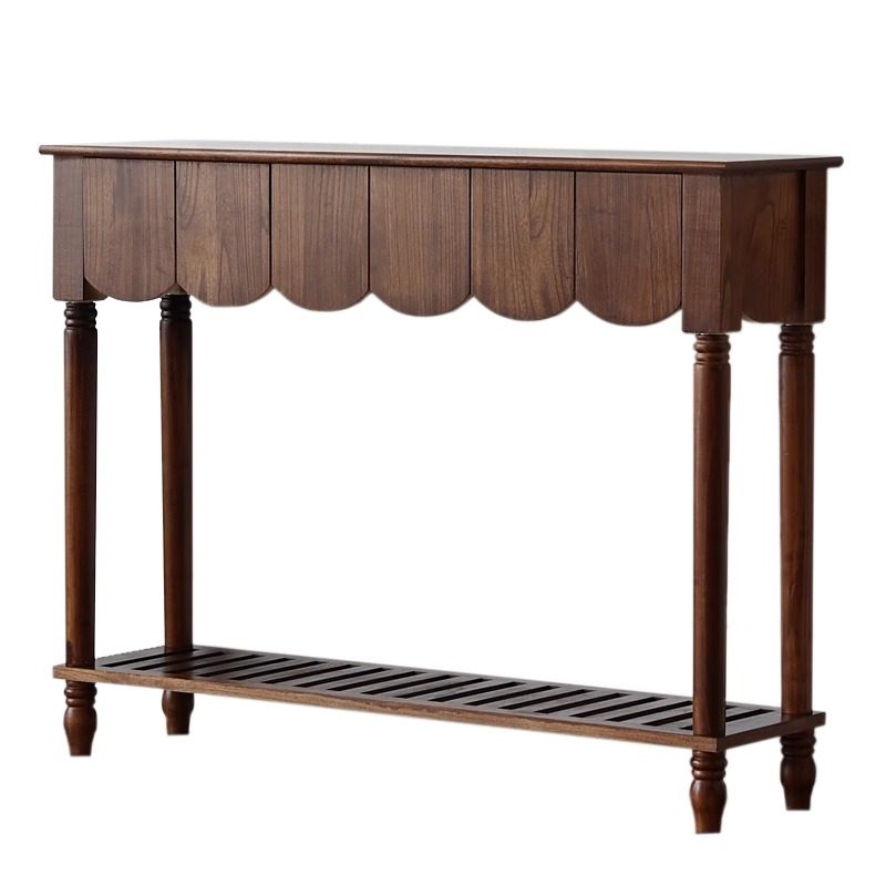 Mid-Century Rectangular Solid Wood Console Table