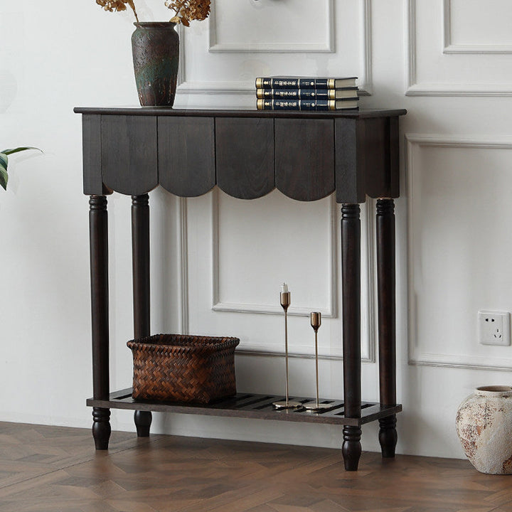 Mid-Century Rectangular Solid Wood Console Table