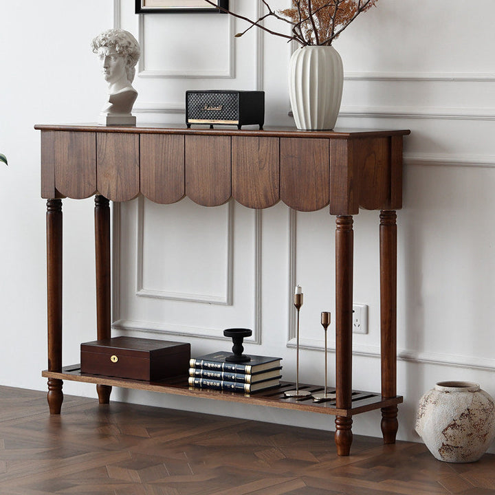 Mid-Century Rectangular Solid Wood Console Table