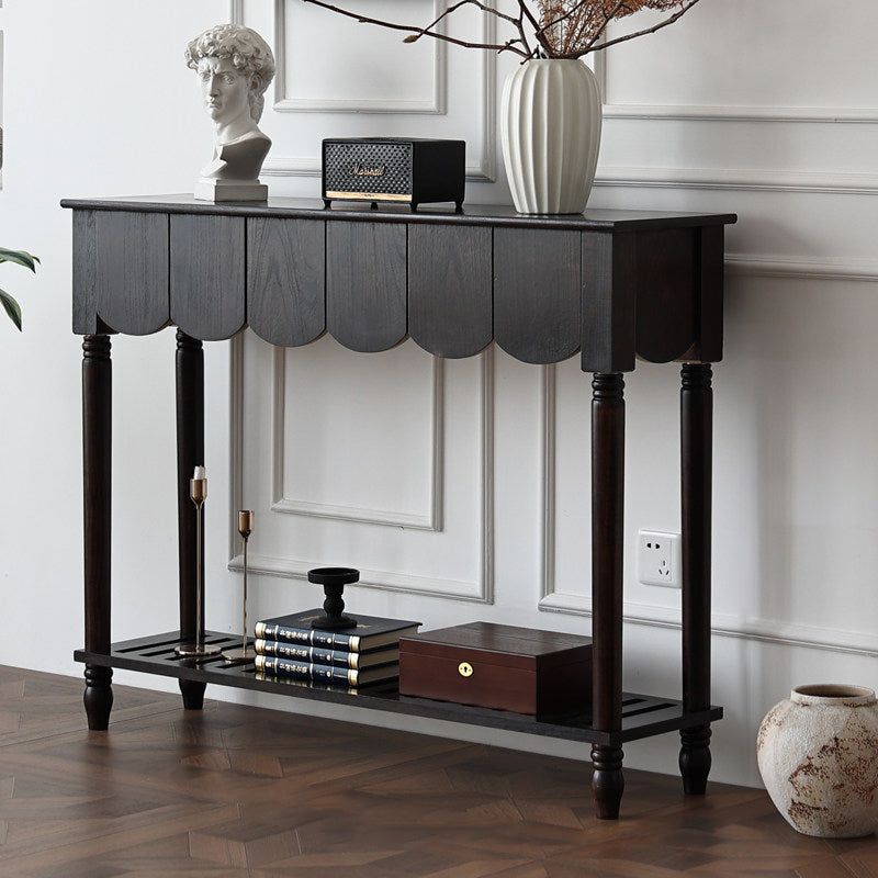 Mid-Century Rectangular Solid Wood Console Table