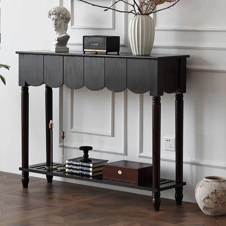 Mid-Century Rectangular Solid Wood Console Table