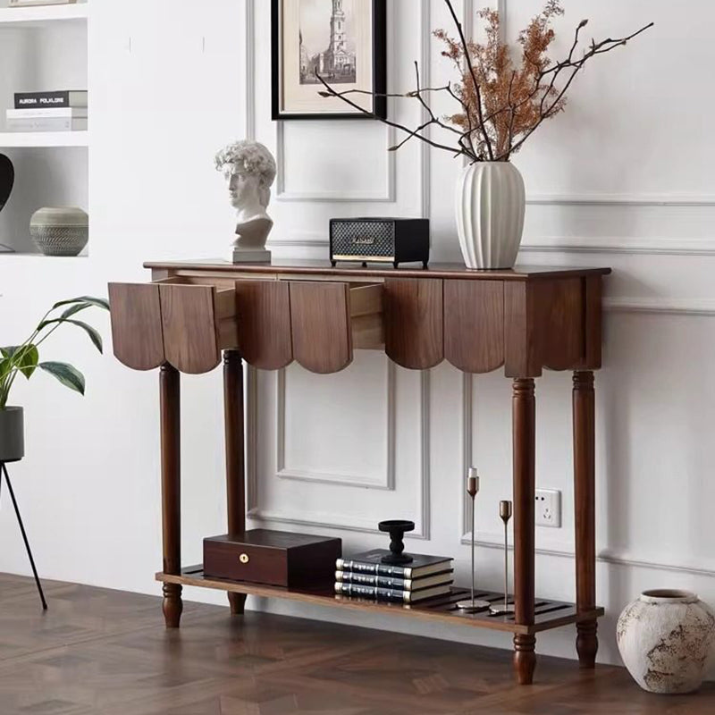 Mid-Century Rectangular Solid Wood Console Table