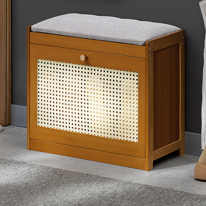 Traditional Rectangular Bamboo Shoe Cabinet