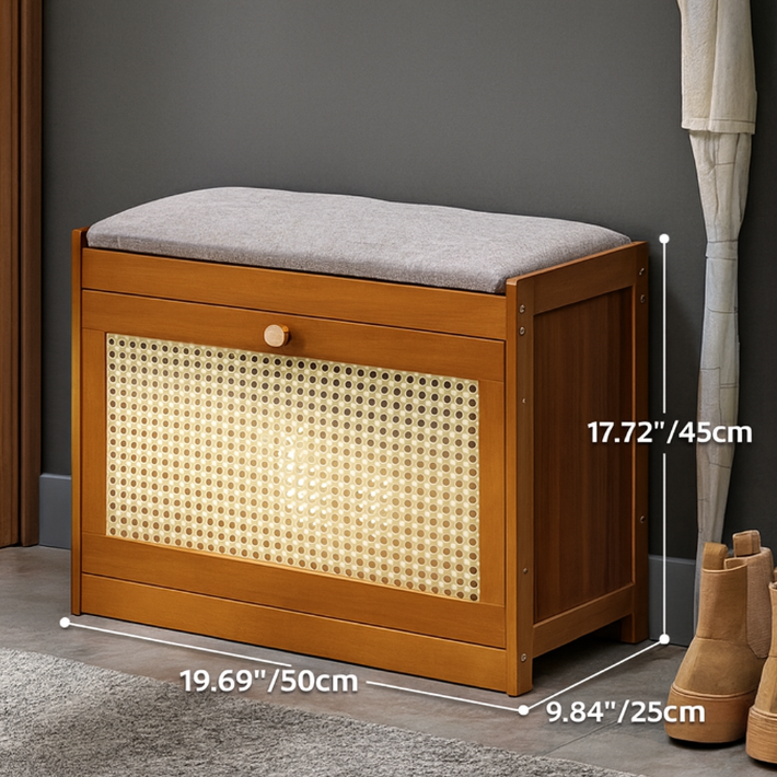 Traditional Rectangular Bamboo Shoe Cabinet