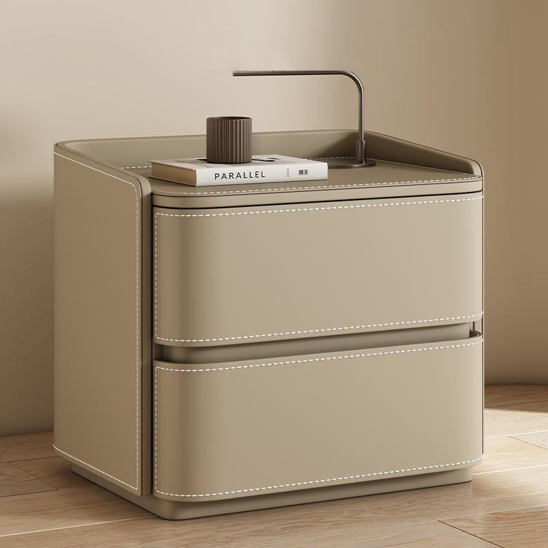 Contemporary Square Leather Nightstand