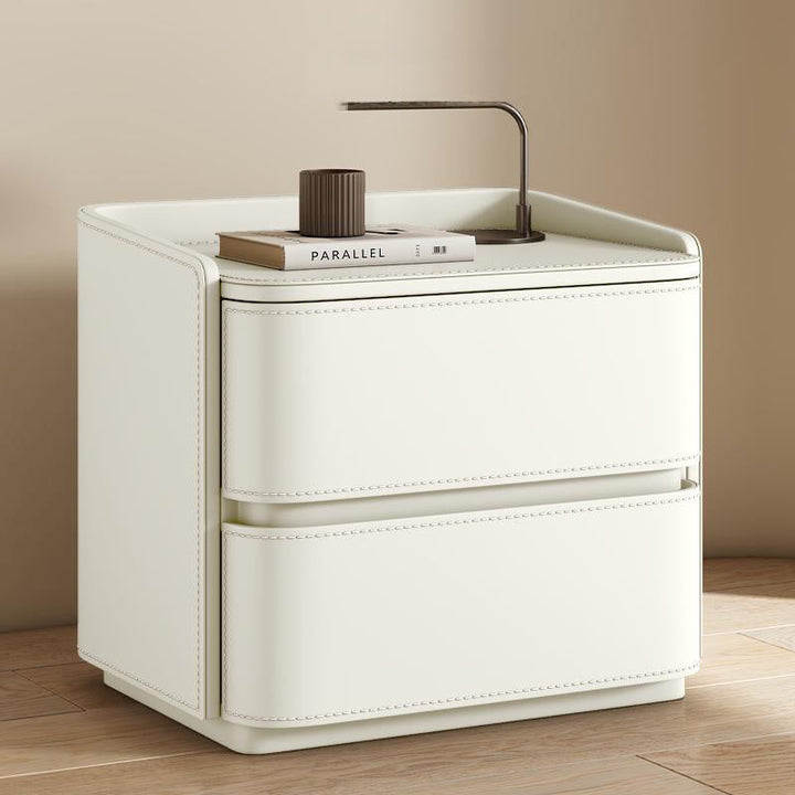 Contemporary Square Leather Nightstand