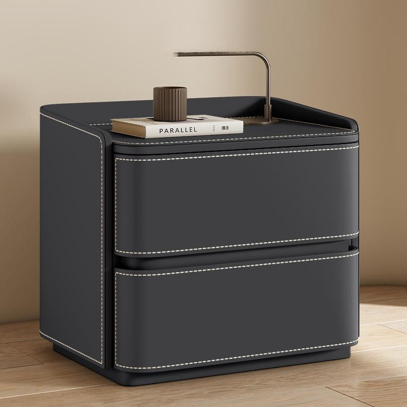 Contemporary Square Leather Nightstand