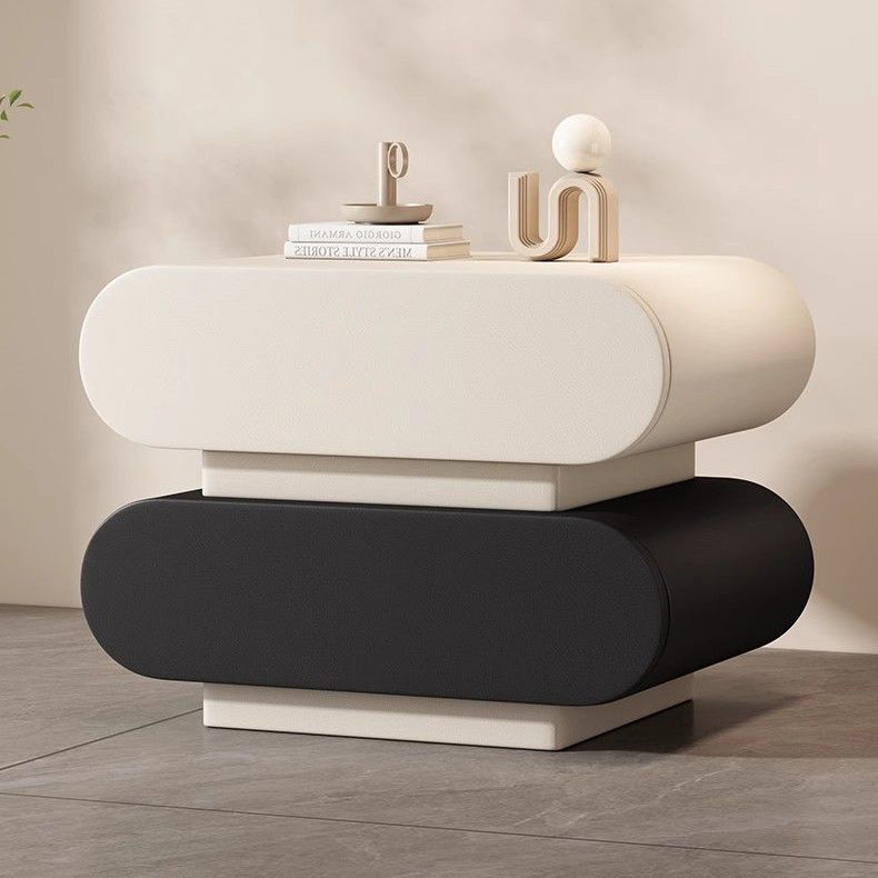 Microfiber Contemporary Square Leather Nightstand