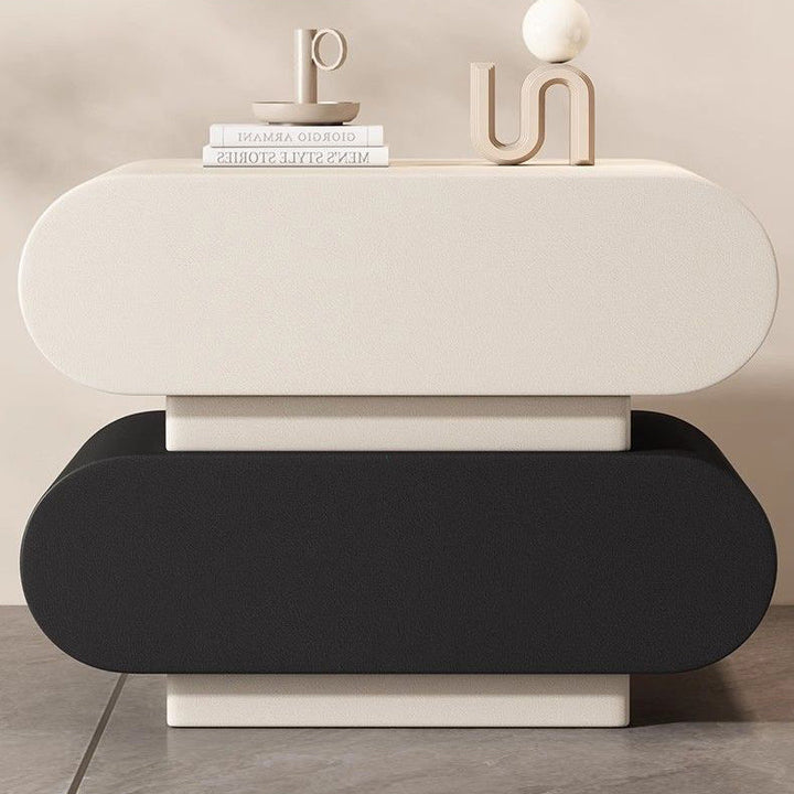 Microfiber Contemporary Square Leather Nightstand